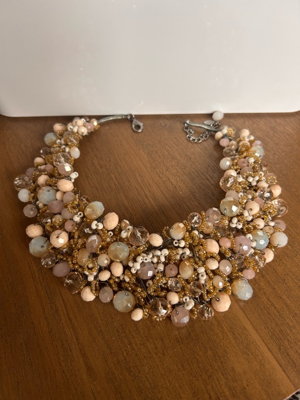 Elegant Beaded Statement Necklace in Blush